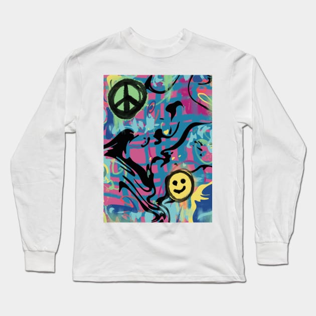 Graphic Peace Smile Long Sleeve T-Shirt by notastranger